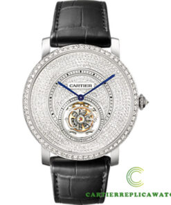 Replica Cartier Rotonde De Cartier Hpi00592 Round 18kt Rhodiumized White Gold Case - Strap Band