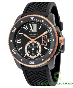 Replica Cartier Calibre De Cartier W2ca0004 Round Black Adlc Coated Stainless Steel Case - Strap Band
