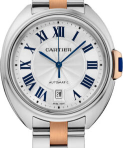 Replica Cartier Cle W2cl0002 Round Stainless Steel And 18k Rose Gold Case - Bracelet Band