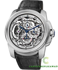 Replica Cartier Calibre De Cartier W7100031 Round Platinum Case - Strap Band