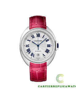 Replica Cartier Minute Markers Around The Outer Rim Automatic Round 18 Carat White Gold Case - Strap Band