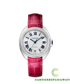 Replica Cartier Minute Markers Around The Outer Rim Automatic Round 18 Carat White Gold Case - Strap Band
