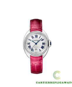 Replica Cartier Minute Markers Around The Outer Rim Automatic Round 18 Carat White Gold Case - Strap Band