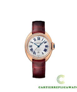 Replica Cartier Minute Markers Around The Outer Rim Automatic Round 18 Carat Pink Gold Set With Diamonds Case - Strap Band