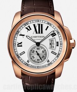 Cartier Calibre W7100009 White Dial 42mm Brown-tone Leather Strap