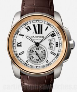 Cartier Calibre 42mm White Dial W7100039 Date, Hour, Minute Brown-tone