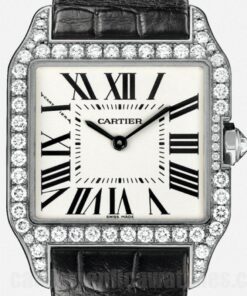 Cartier Santos WH100251 33mm White Dial Leather Strap