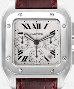 Cartier Santos W20090X8 White Dial 42mm Quartz Brown-tone
