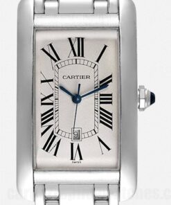 Cartier Tank Americaine 27mm Silver Dial W26032L1 Date, Hour, Minute, Second