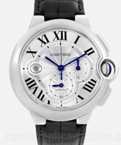 Cartier Ballon Bleu 47mm Silver Dial W6920003 Date, Hour, Minute, Second Black-tone