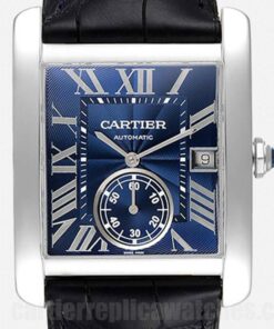 Cartier Tank MC 36mm Blue Dial WSTA0010 Black-tone Date, Hour, Minute, Second