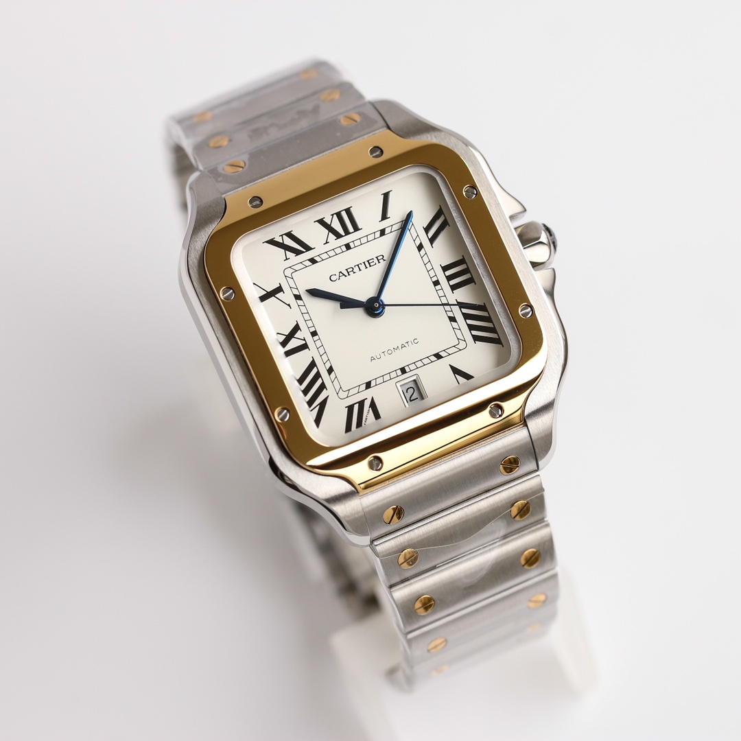 10Swiss-Cartier-Santos-Replica-Stainless-steel-strap-39.8MM-1