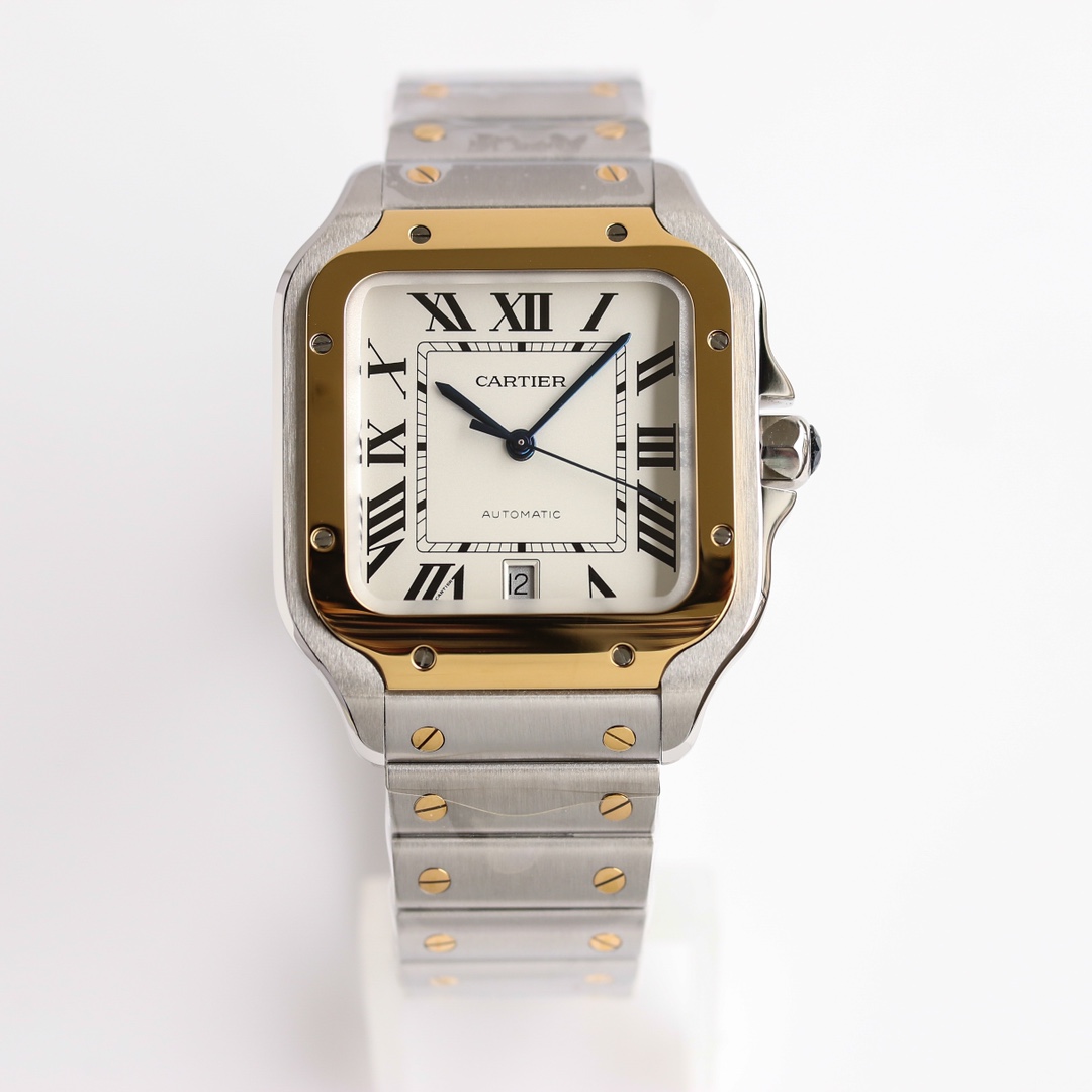 10Swiss-Cartier-Santos-Replica-Stainless-steel-strap-39.8MM