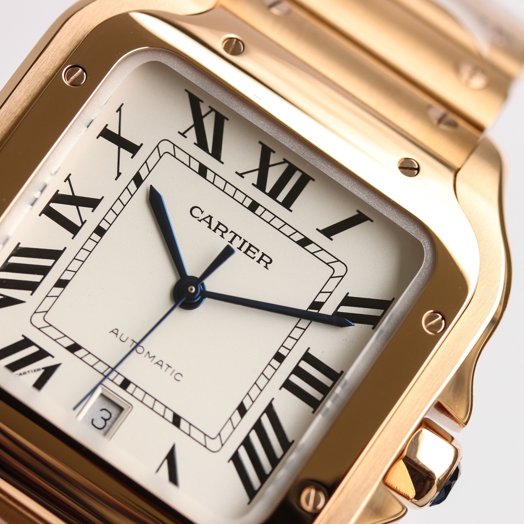 11Swiss-Cartier-Santos-Replica-Rose-Gold-strap-39.8MM-3
