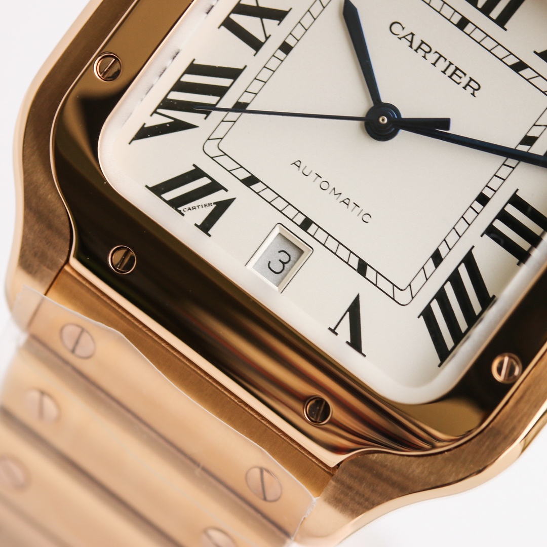 11Swiss-Cartier-Santos-Replica-Rose-Gold-strap-39.8MM-4