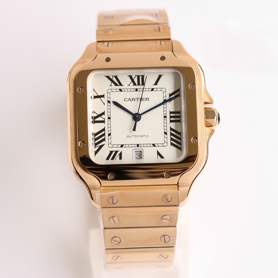 11Swiss-Cartier-Santos-Replica-Rose-Gold-strap-39.8MM