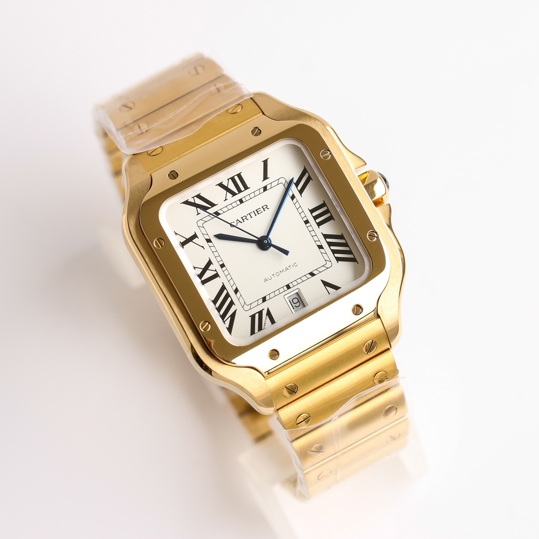 11Swiss-Cartier-Santos-Replica-Yellow-Gold-strap-39.8MM-1