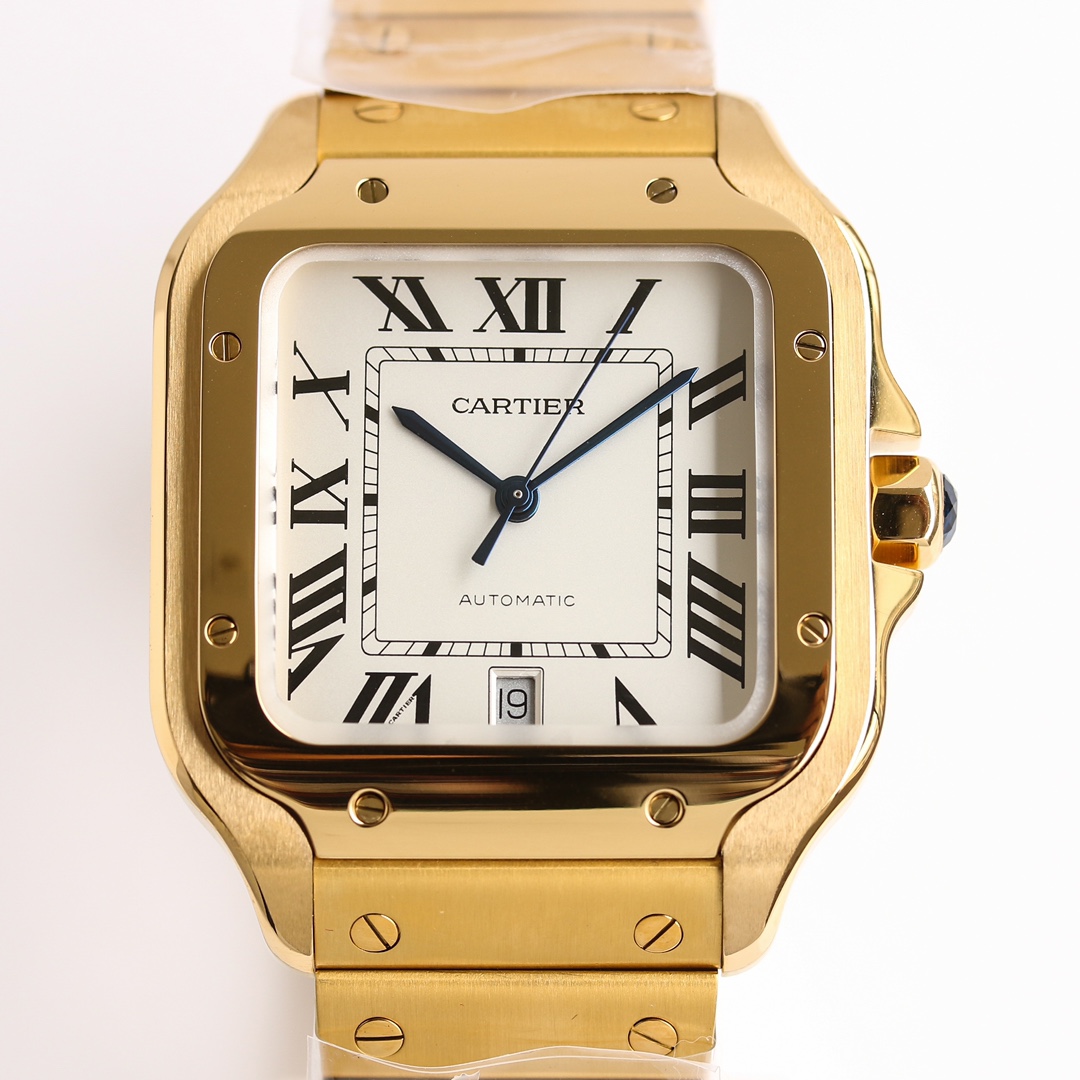 11Swiss-Cartier-Santos-Replica-Yellow-Gold-strap-39.8MM-2
