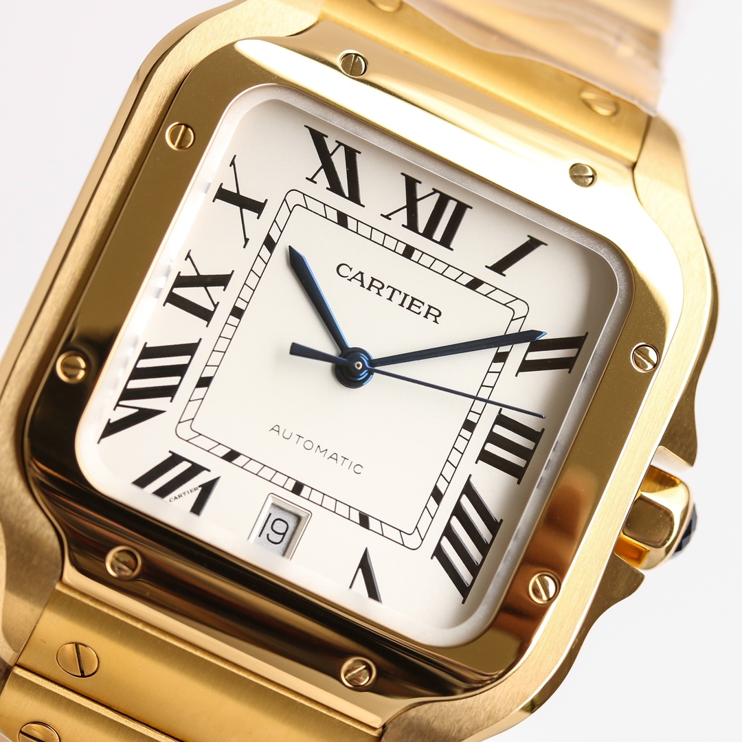 11Swiss-Cartier-Santos-Replica-Yellow-Gold-strap-39.8MM-4