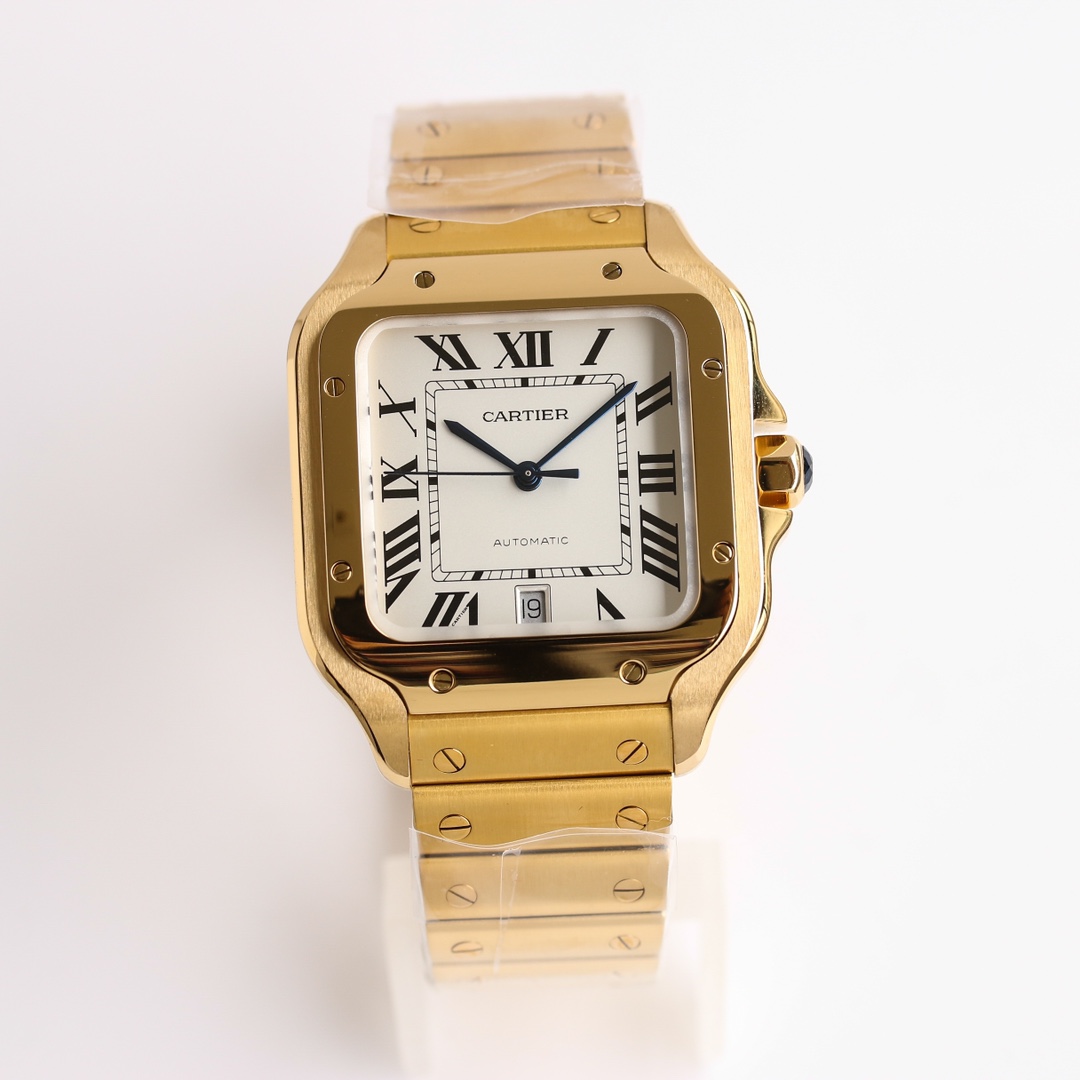 11Swiss-Cartier-Santos-Replica-Yellow-Gold-strap-39.8MM