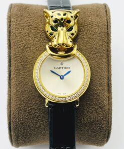 Swiss Cartier Replica Black Leather strap 23.6MM
