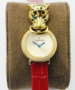 Swiss Cartier Replica Red Leather strap 23.6MM