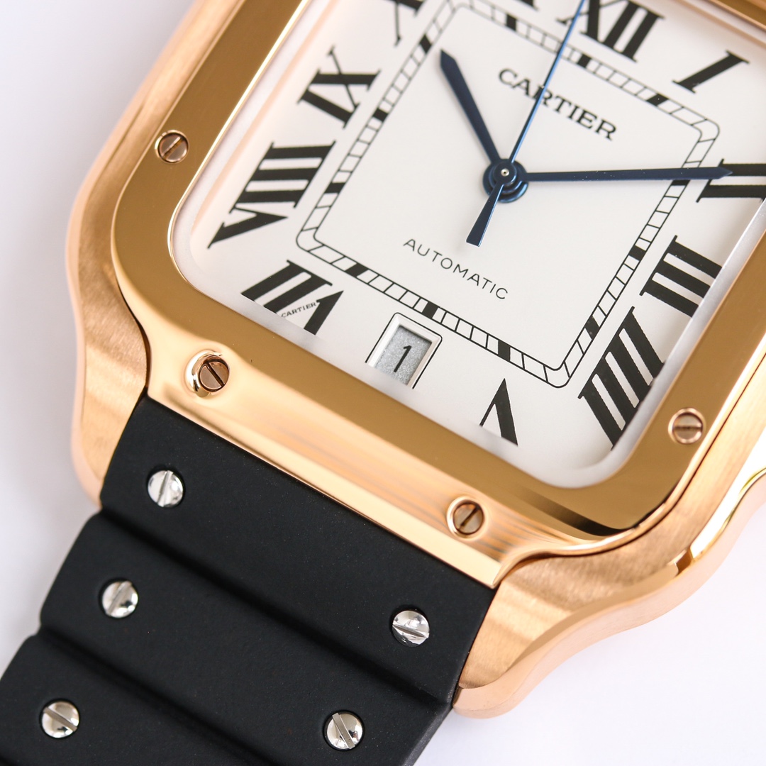 7Swiss-Cartier-Santos-Replica-Rubber-strap-39.8MM-4