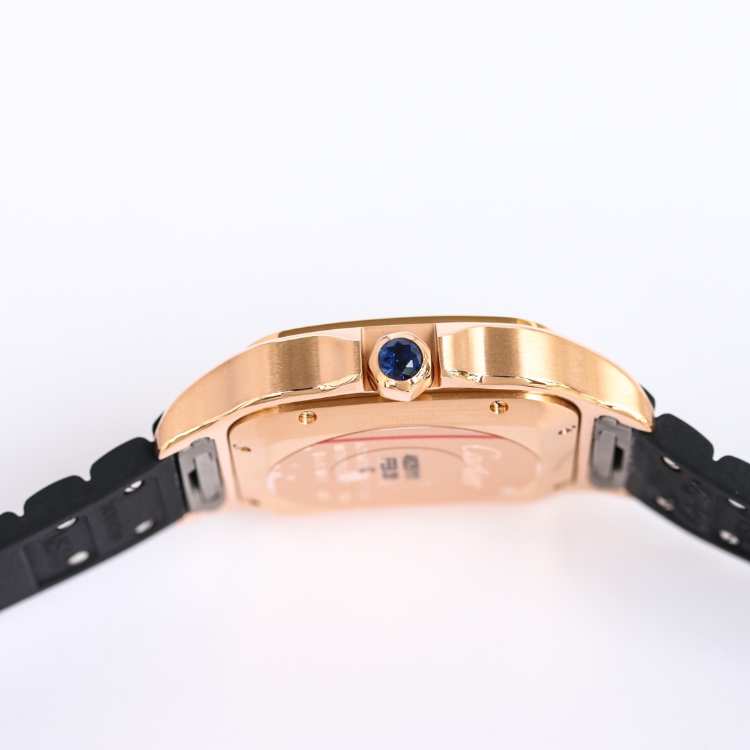 7Swiss-Cartier-Santos-Replica-Rubber-strap-39.8MM-5