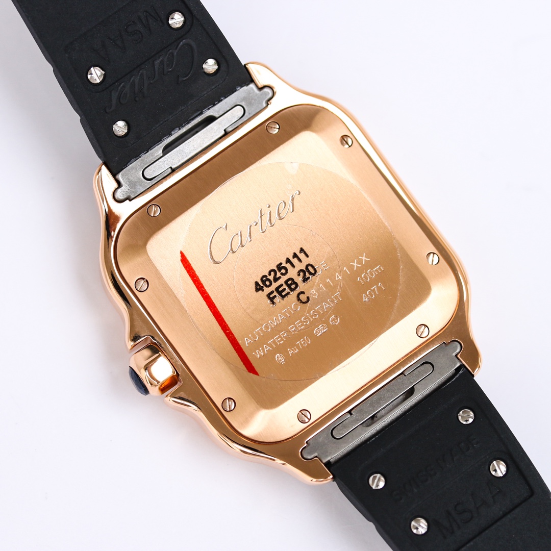 7Swiss-Cartier-Santos-Replica-Rubber-strap-39.8MM-7