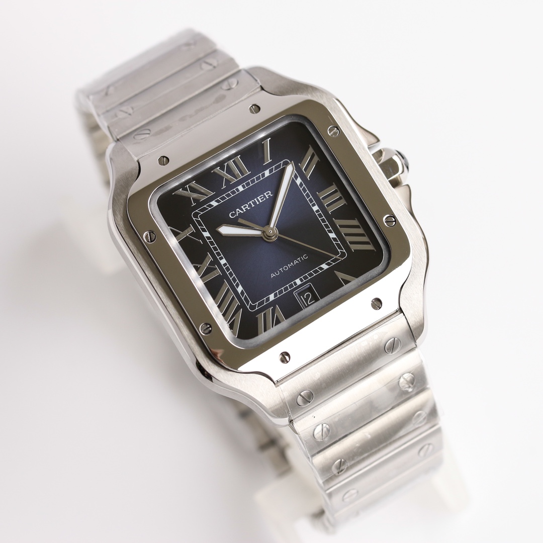 8Swiss-Cartier-Santos-Replica-Stainless-steel-strap-39.8MM-1