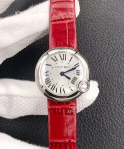 Swiss Cartier Ballon Bleu Replica Red Leather strap 30MM Stainless steel Case