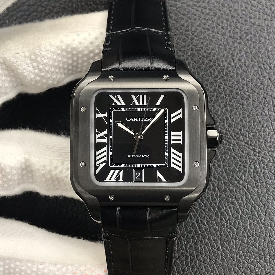 127Swiss-Cartier-Santos-Replica-Leather-strap-39.8MM