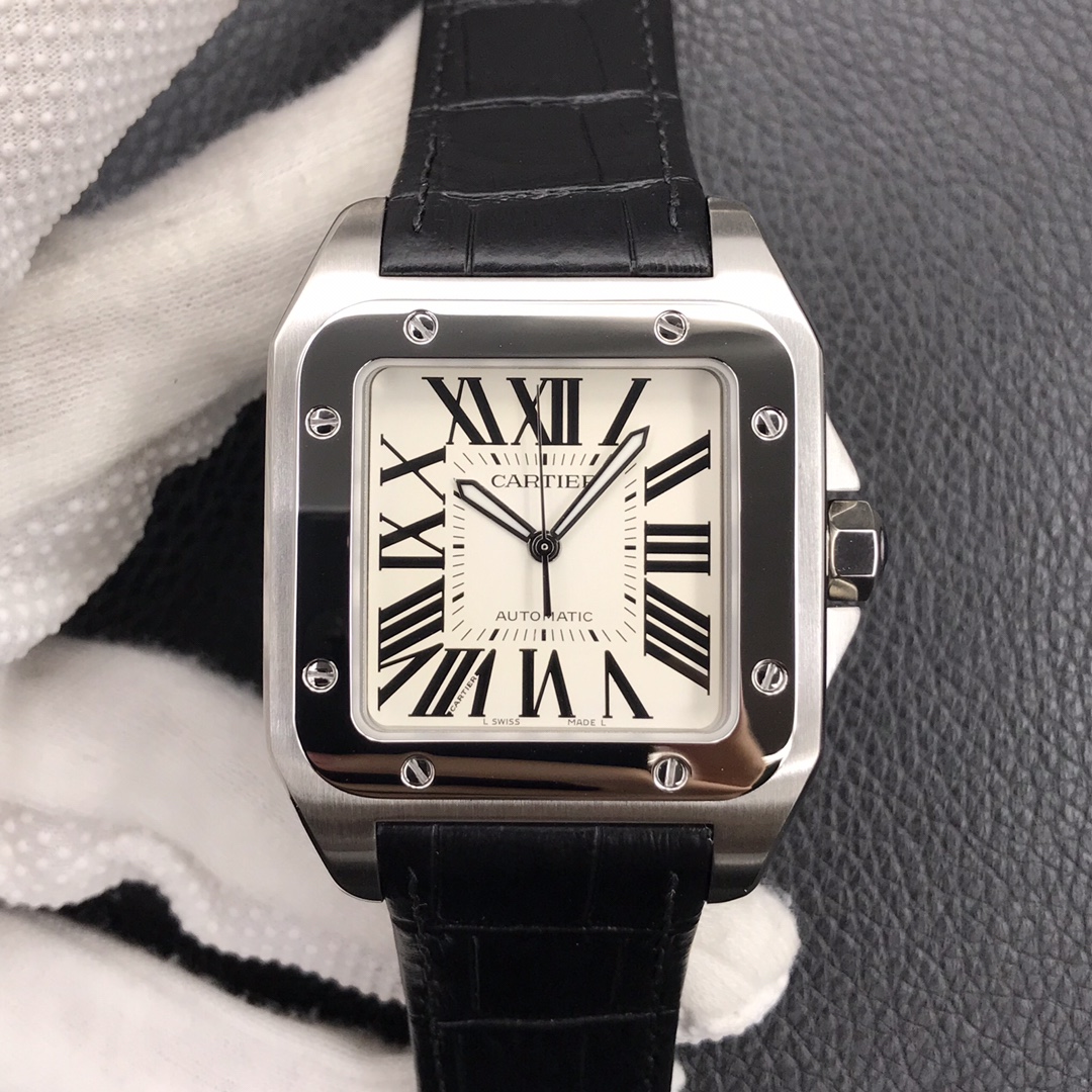 128Swiss-Cartier-Santos-Replica-Leather-strap-41MM