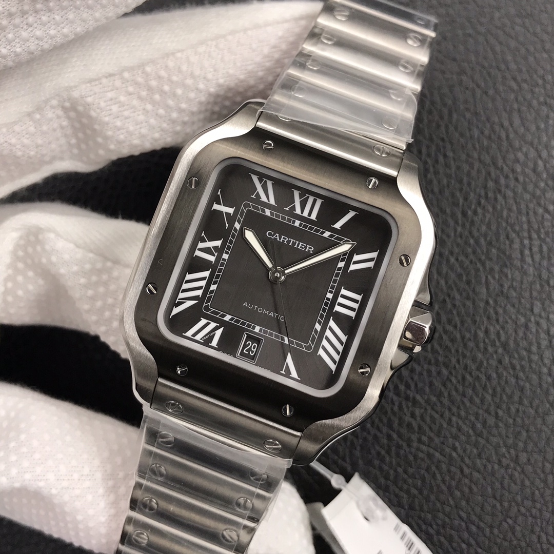 130Swiss-Cartier-Santos-Replica-Stainless-steel-strap-39.8MM-2