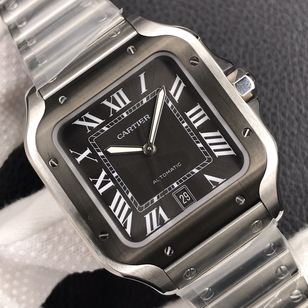 130Swiss-Cartier-Santos-Replica-Stainless-steel-strap-39.8MM-3