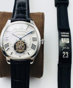 Swiss Cartier Drive Replica Black Leather strap 41MM Stainless steel Case