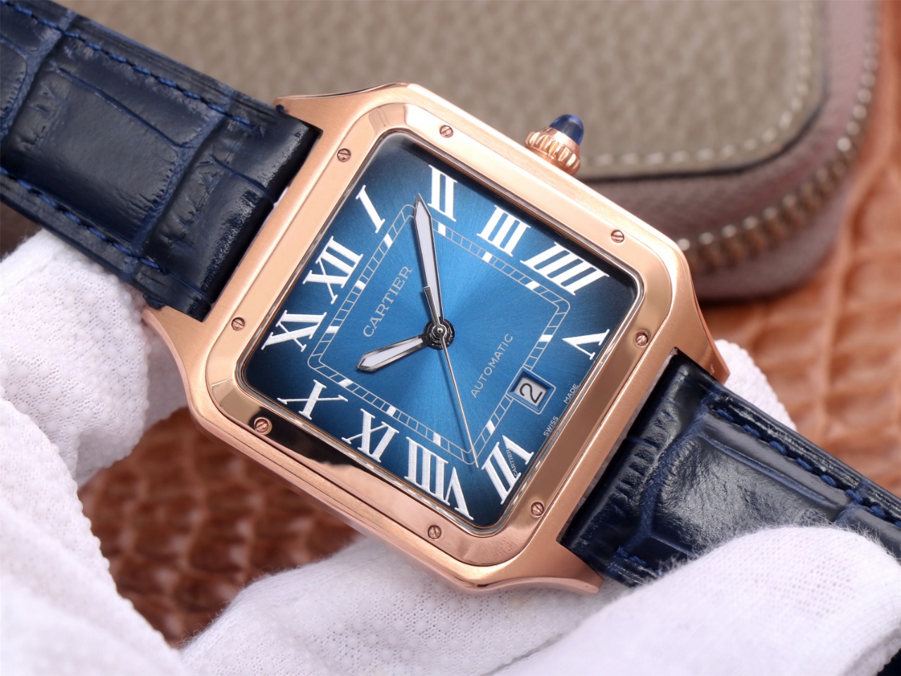 70Swiss-Cartie-Santos-Replica-Leather-strap-52MM-1