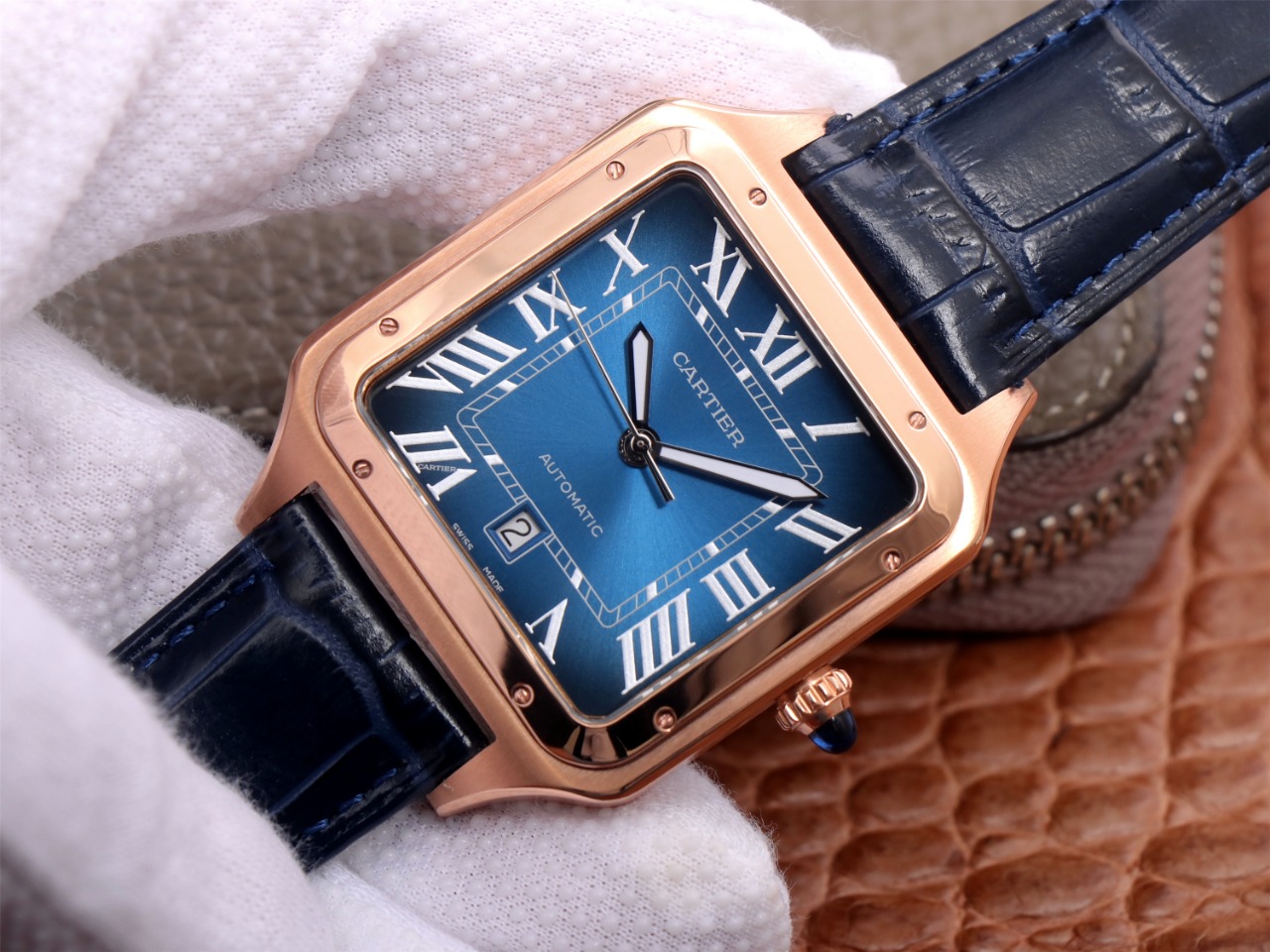 70Swiss-Cartie-Santos-Replica-Leather-strap-52MM-2