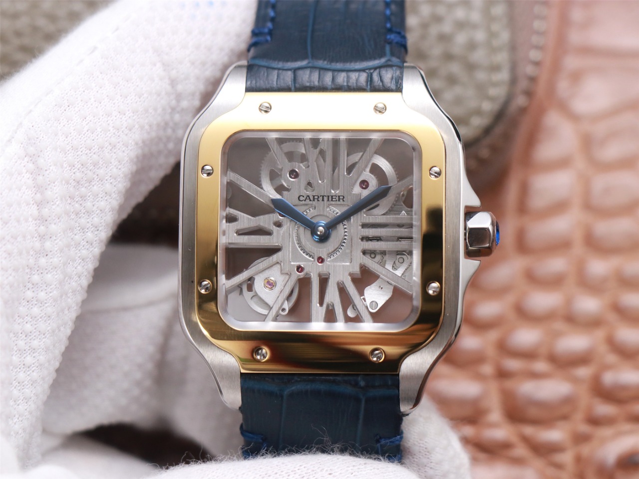 84Swiss-Cartie-Santos-Replica-Leather-strap-39.8MM