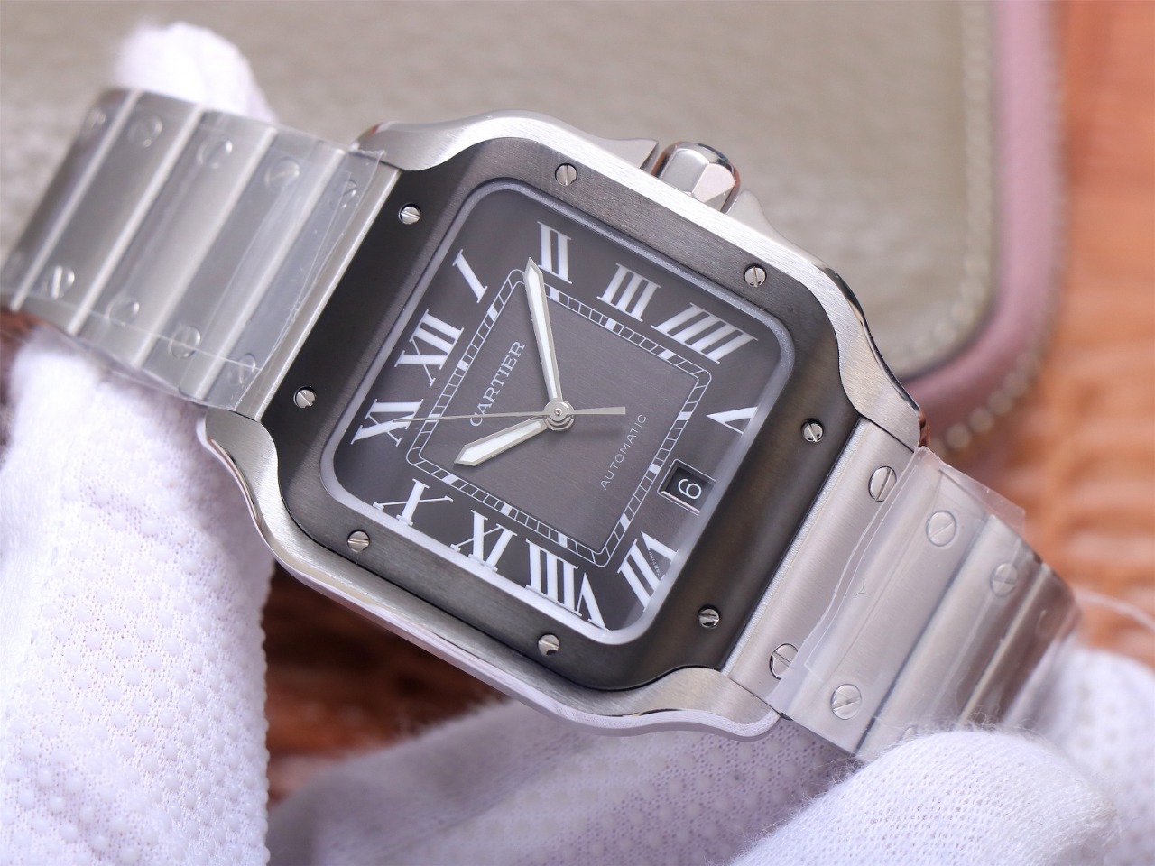 98Swiss-Cartier-Santos-Replica-Stainless-steel-strap-39.8MM-1