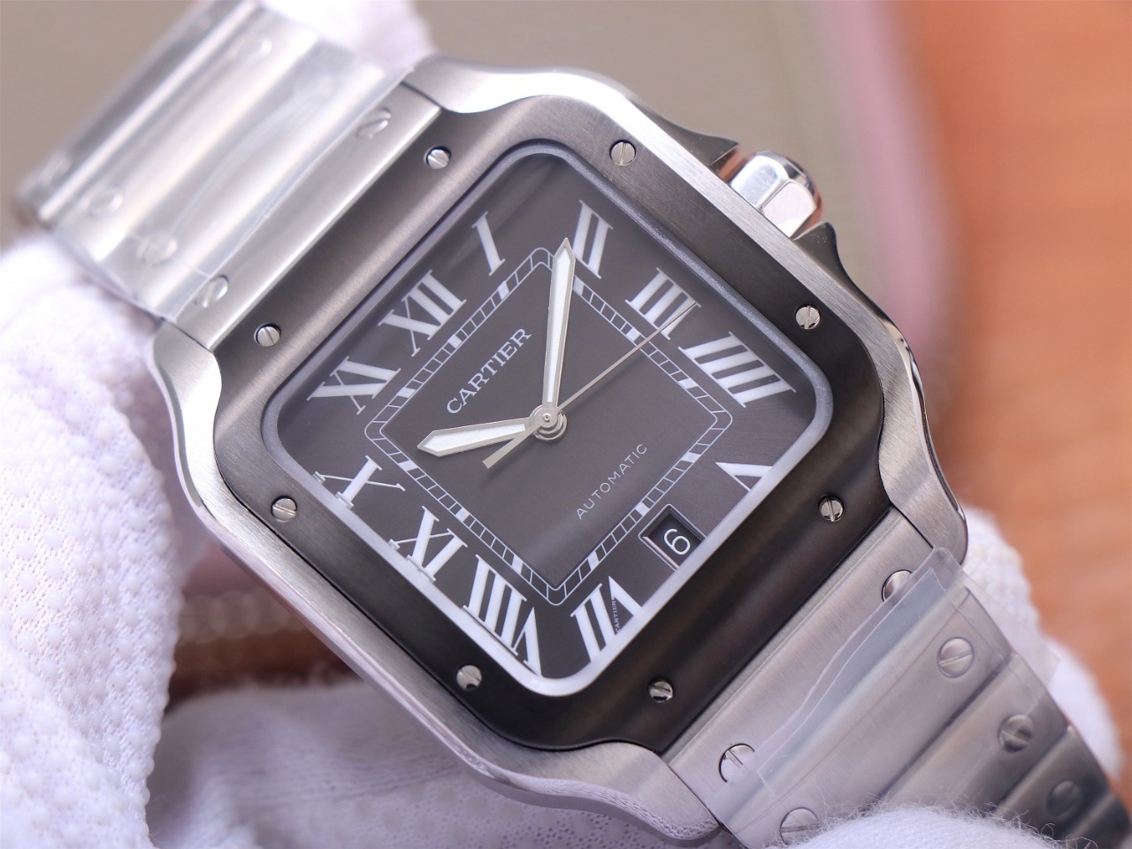 98Swiss-Cartier-Santos-Replica-Stainless-steel-strap-39.8MM-3
